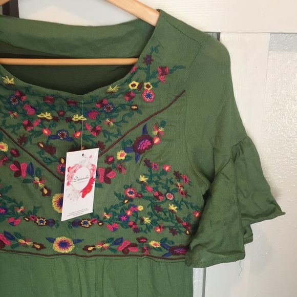 Green Floral Boho Dress - Picture 4 of 4